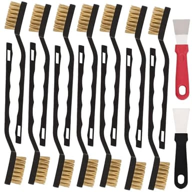 Jikvmis Mini Brass Brush Set with Curved Handle